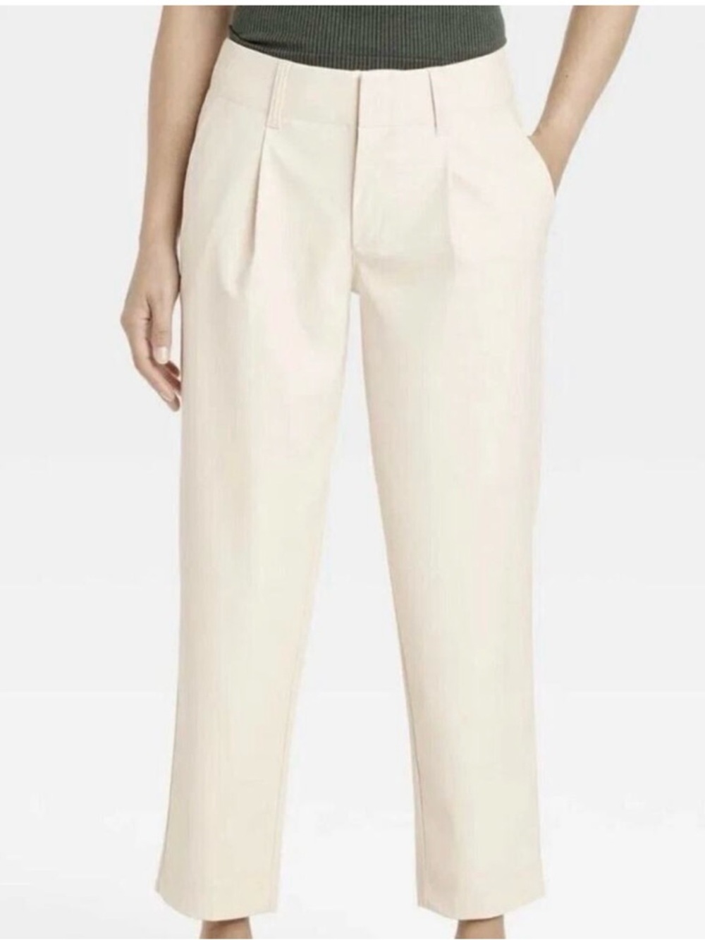 A New Day Cream Soft Leather Pants | Size 6